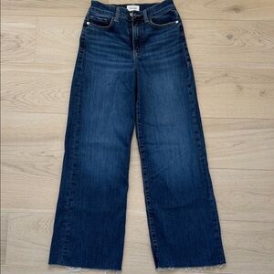 Frame Denim Wide-Leg Flare Jeans in Dark Blue Wash